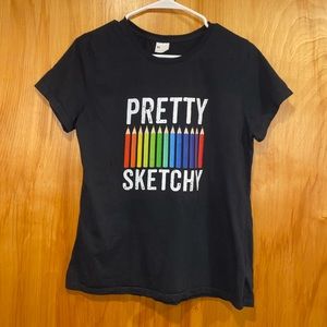 Pretty Sketchy Colored Pencil Tee Size M